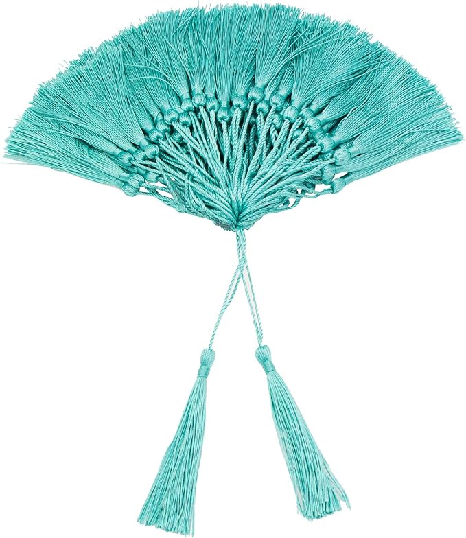 VAPKER 100 Pieces Turquoise Color 13cm/5-Inch Silky Handmade Soft Tassels Floss by VAPKER