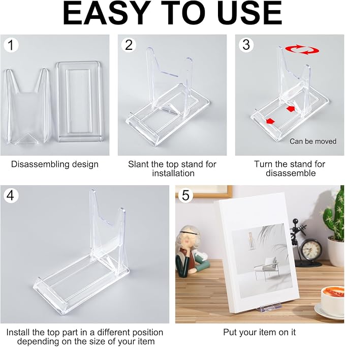 12 Pack Acrylic Book Stand for Display Adjustable Clear Display Holder Easel - Image 6