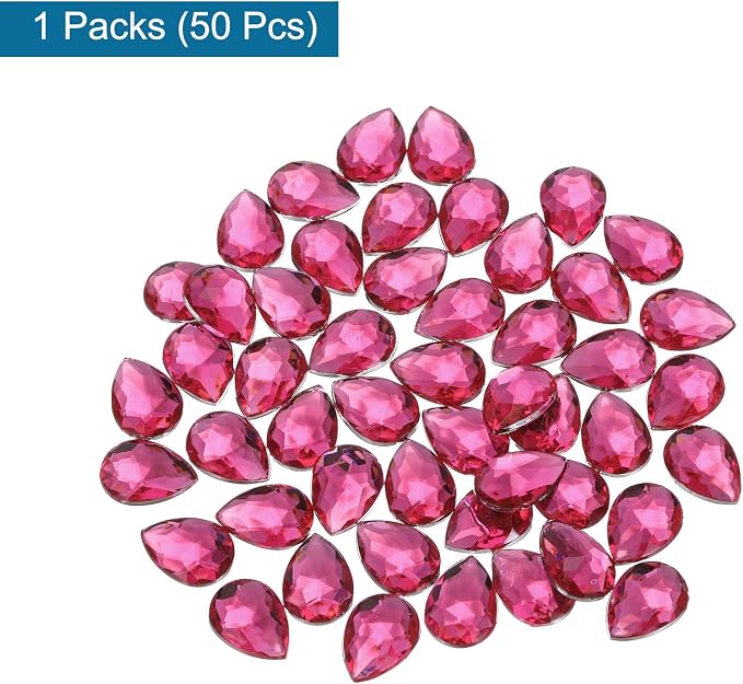MECCANIXITY 50PCS Flat Back Acrylic Teardrop Gems 13x18mm Artificial Rhinestones - Image 3