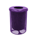 COATEDOUTDOORFURNITURE RFT-TXTPUR Heavy Duty Round Trash Receptacle with Flat Top, Liner Included, 32 Gallon, Textured Purple, Made in America