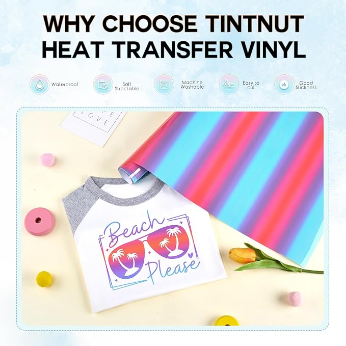 Tintnut Purple Blue Gradient Heat Transfer Vinyl Roll, easy cut & weed - Image 3