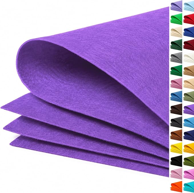 Purple Large Felt Fabric 36" x 36", 1mm Stiff Felt Sheet, Nonwoven Fabric by ZANEXIR
