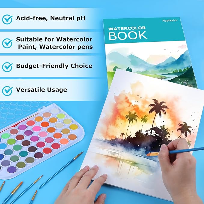 Hapikalor 18"x24" Large Watercolor Paper Pad, Art Supplies - Image 3