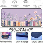 Purple Book Desk Pad Mat XXL, Lavender Flower Large Mousepad, Game Desk Mat - Image 2
