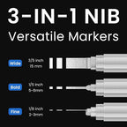 BIGTHUMB 3 Pcs Silver Jumbo Permanent Markers: 15mm Wide Tip Thick Acrylic - Image 2