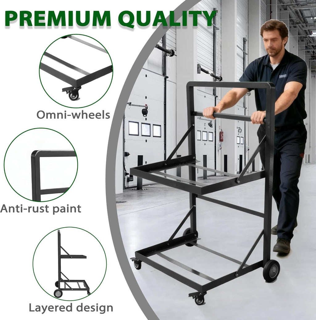 Recycling Cart,2-Tier Recycle Bin Cart with Wheels,Holds up to 140 Lbs,Rolling Utility Organizer for Garbage Sorting,Warehouse and Garage (Black)