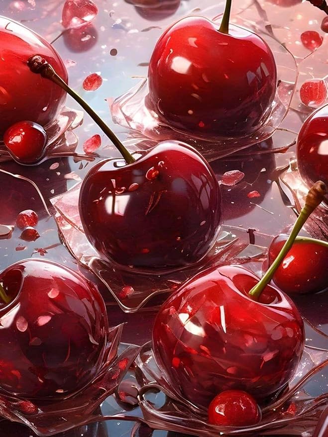 Pink Diamond Art Kits for Adults, Cherry Diamond Painting 12x16 Inch | Full by Dugsmgd