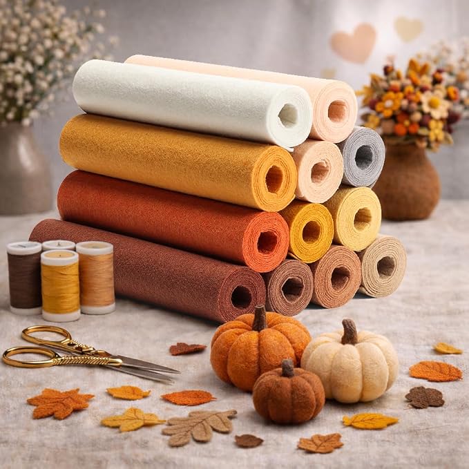 Large Stiff Felt Sheets 8"x35" – 12 Assorted Colors Felt Fabric Bundle Pack - Image 5