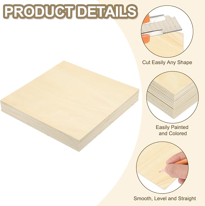 PATIKIL 10x10x1/4 Basswood Sheets - Image 3