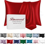Red Silk Pillowcase for Hair and Skin Made in USA, 22 Momme Mulberry Silk by ROSEWARD