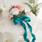 HUIHUANG Peacock Blue Wired Ribbon 1-1/2 inch Teal Satin Wire Ribbon - Image 5