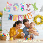 30Pcs Paintable Wooden Easter Bunnies Ornaments Unfinished Wood Cutouts - Image 4