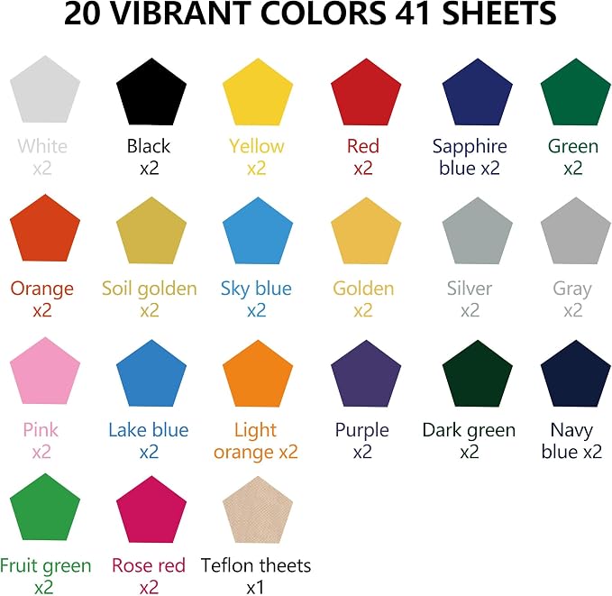 FUNKAKA HTV Heat Transfer Vinyl Bundle, 41 Pack 12" x 10" Sheets HTV Vinyl - Image 3