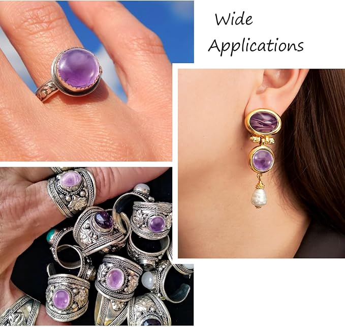 FASHEWELRY 50Pcs Natural Amethyst Cabochons Flat Back Gemstone Cabochons 12mm - Image 5