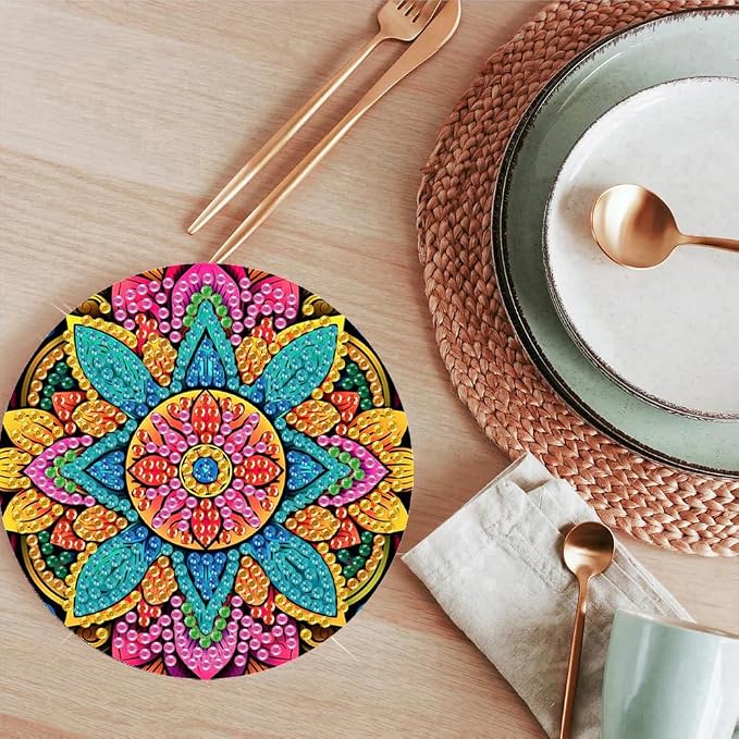 ijbnhd 8 Pcs Mandala Diamond Art Coasters Kits - Image 7