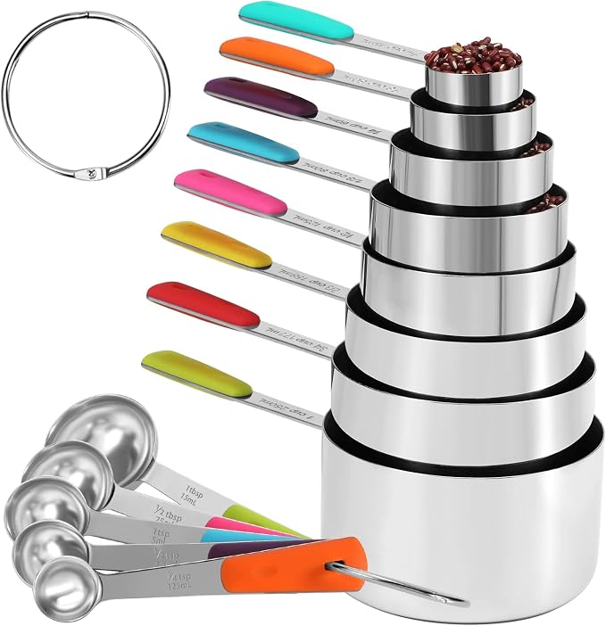 Bopei 13-Piece Measuring Cups and Spoons Set Stainless Steel by Bopei