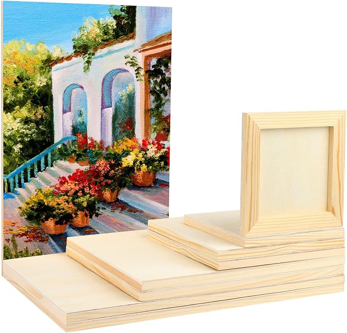 18 Pack Unfinished Wood Canvas Panels Kit Wooden Panel Boards Wood Paint - Image 2