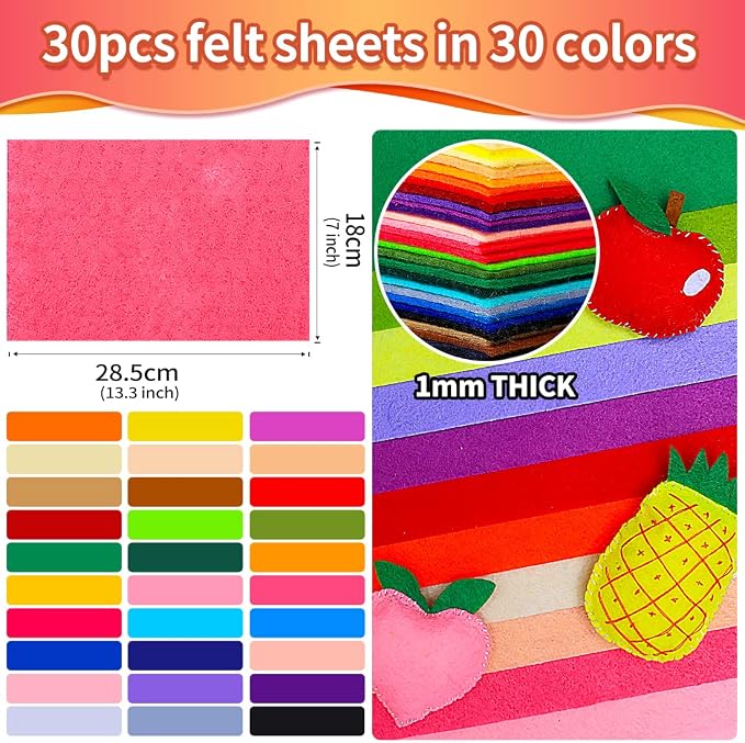 IOOLEEM Multi-Colored Felt Sheets, Pre-Cut Felt Sheets - Image 2