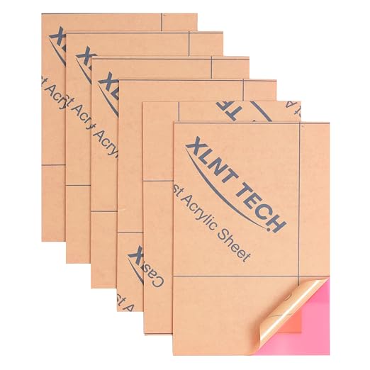 6 PCS Transparent Pink Cast Acrylic Sheets 8" x 12" x 0.118", Plexiglass by MaterialsParts