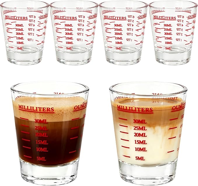 4 Pack Shot Glass Measuring Cup, Espresso Shot Glasses Liquid Heavy, Thick Base by Woozettn