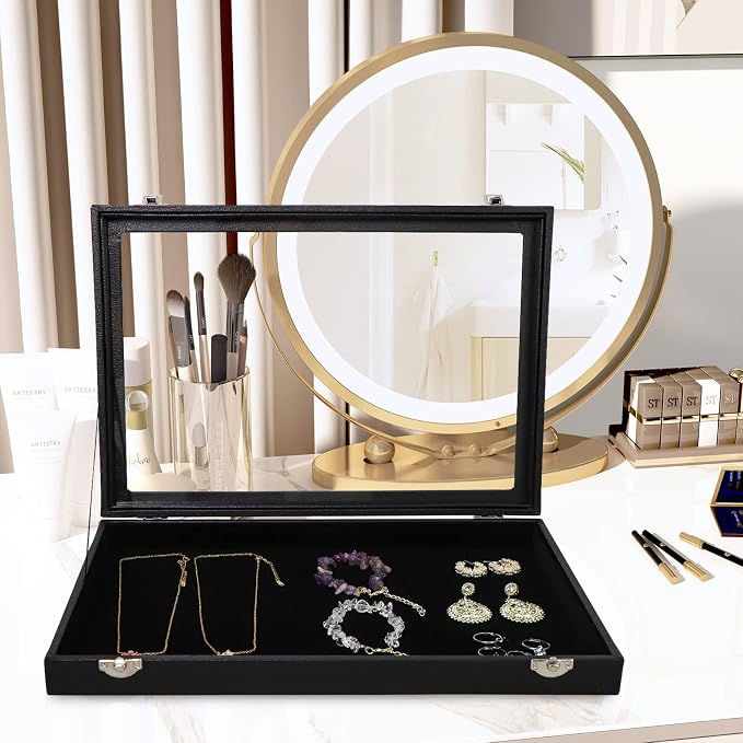 Wudygirl Jewelry Organizer Velvet Jewelry Tray Showcase Display Case Storage - Image 2