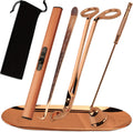 5 in 1 Candle Accessory Set, Candle Wick Trimmer Cutter, Candle Snuffer & Candle Wick Dipper,USB Rechargeable Lighter, Storage Tray Plate for Candle Lover Mom Gift, Candle Care Kit (Rose Golden)