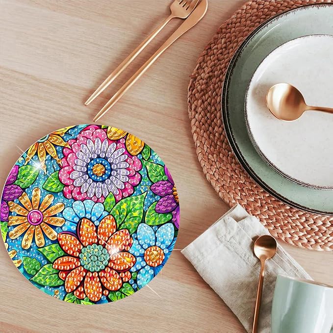 ijbnhd 8 Pcs Flowers Diamond Art Coasters - Image 7