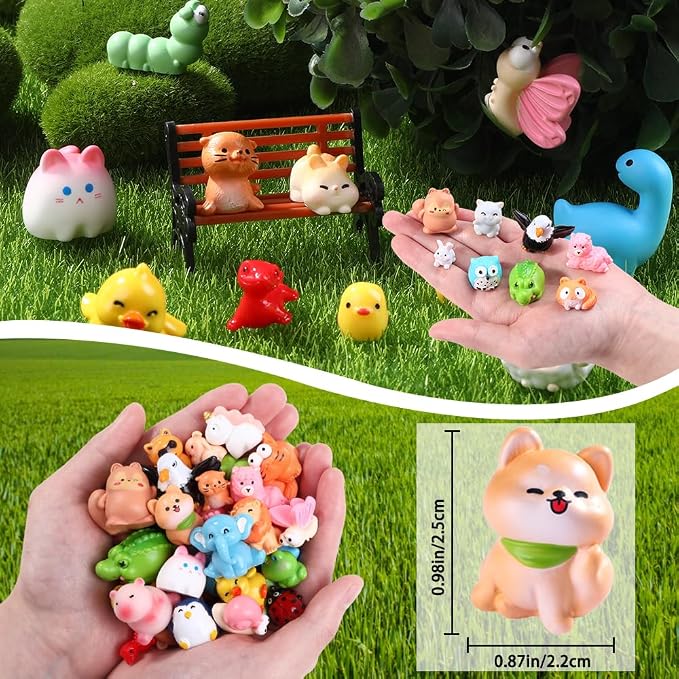DIYDEC 50pcs Mini Resin Animal 50 Styles Tiny Resin Animals Miniature to Hide - Image 2