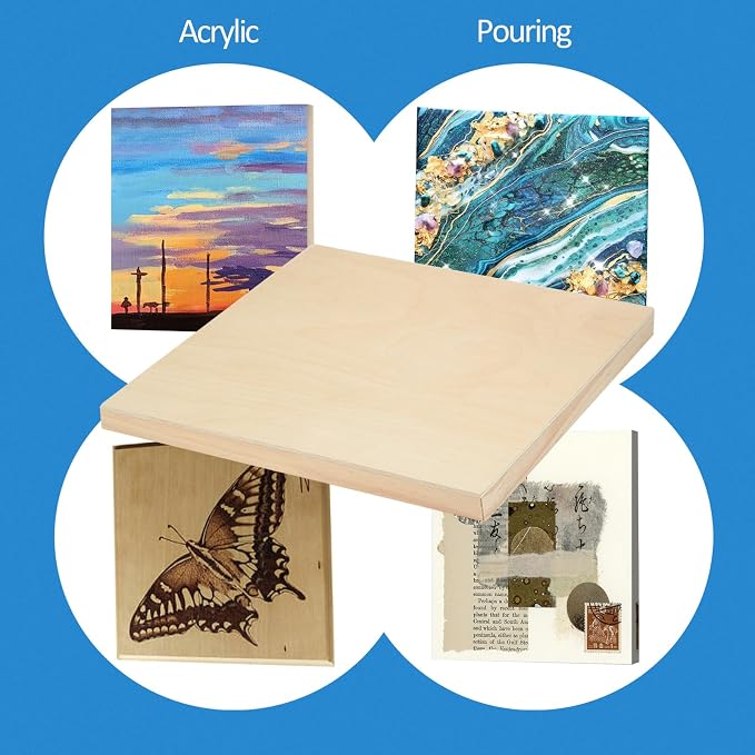 Falling in Art 2 Pack 6x6 Gallery Unfinished Wooden Canvas Panels | Birch Wood - Image 3