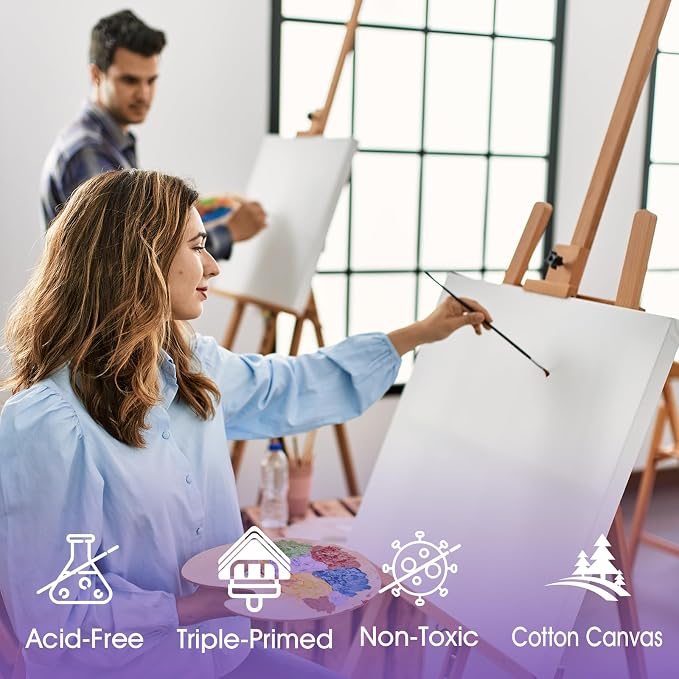 ESRICH 10x10 Stretched Canvas for Painting, 2 Pack Square Canvas for Painting - Image 5