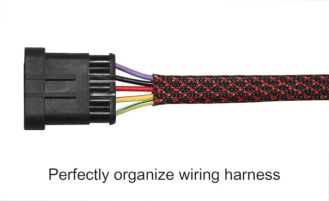 100ft - 1/2 inch PET Expandable Braided Sleeving – BlackRed – Alex Tech Braided - Image 3