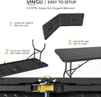 VINGLI 8 Foot Plastic Folding Table Portable Long Table - Image 3