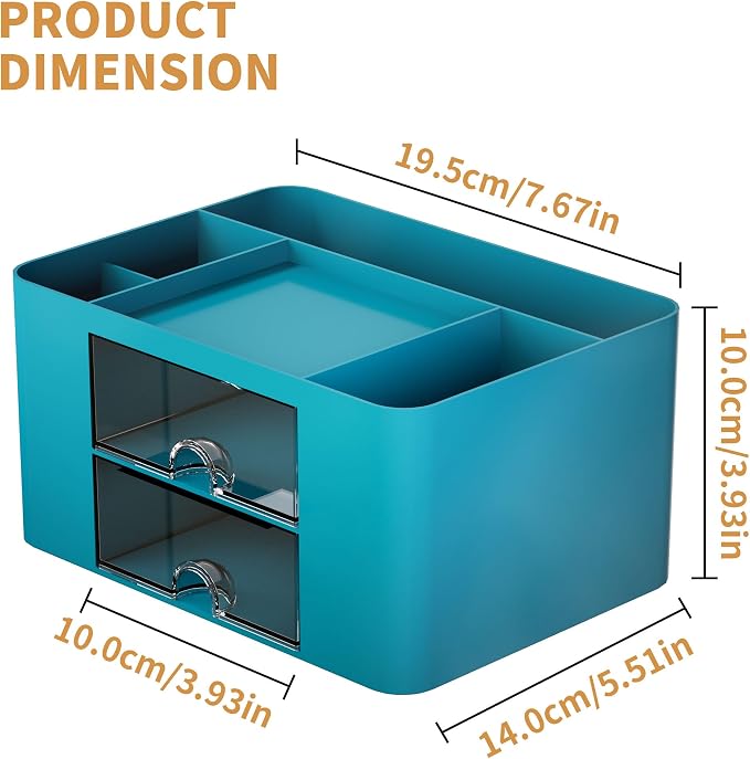 Marbrasse Pen Organizer with 2 Drawer, Desk Organizers and Accessories with 5 - Image 4