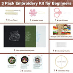 RidaaFri Embroidery Kit for Beginners, 3 Pk Stamped Mushroom DIY Craft Supplies - Image 3