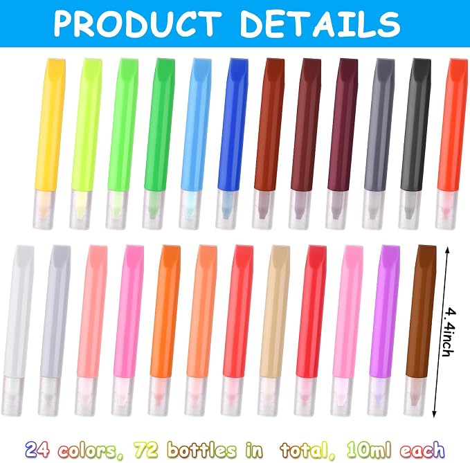 72Pcs Suncatcher Paint Pens 10mL Premium Extra Fine Point Acrylic Paint Marker - Image 2