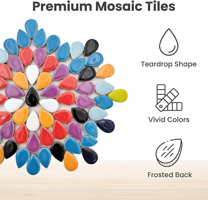 1.1lb Ceramic Mosaic Tiles, Mixed Colour Ceramic Mosaic Pieces - Image 5