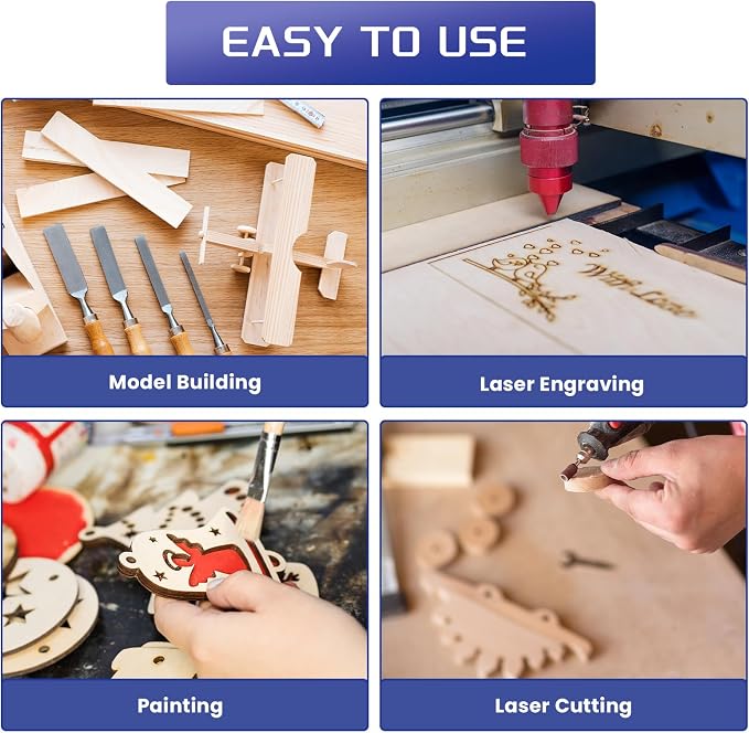 5 Pack Balsa Wood Sheet, Unfinished Wooden Squares Boards Balsa Plywood Wood - Image 5