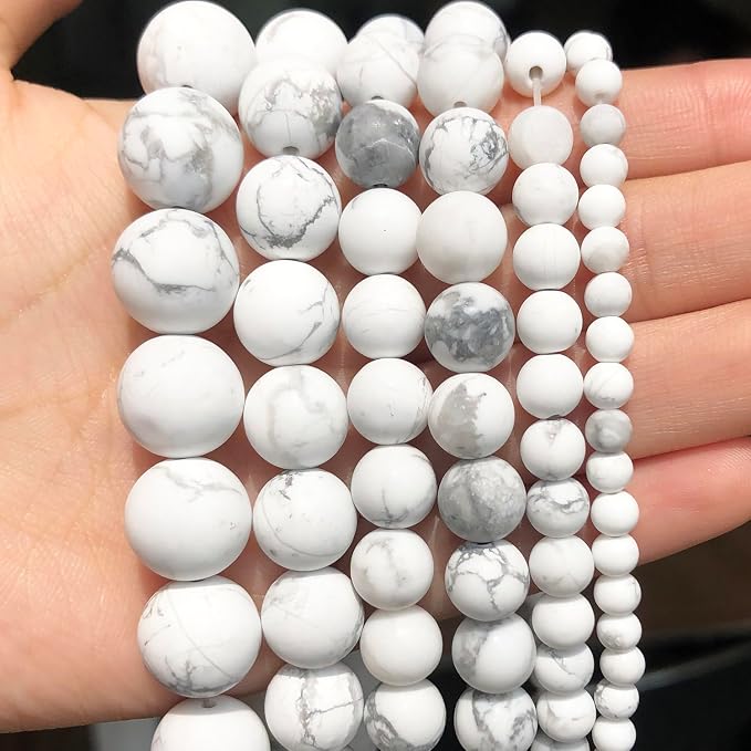 10mm Matte White Howlite Bead, 15-Inch Matte Round Loose Stone Beads - Image 6