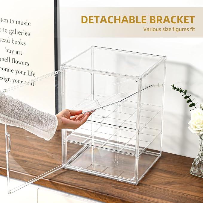 2 Pack 4 Tier Display Case for Collectibles, Storage Container - Image 5