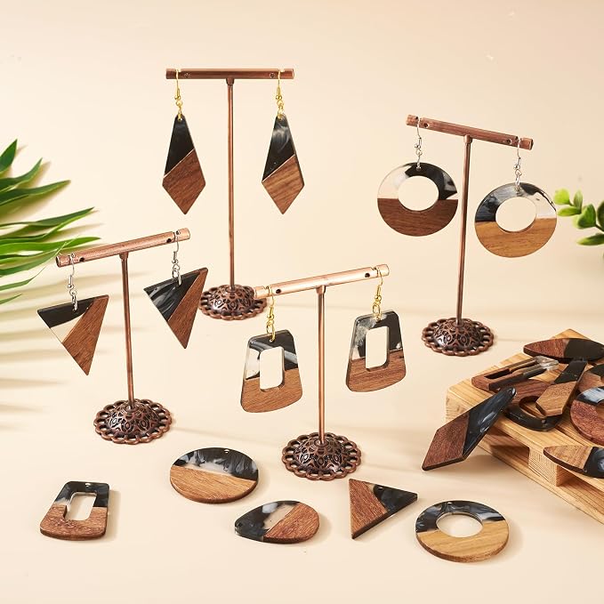FASHEWELRY 20Pcs Resin Wood Earring Charms Milk Cow Wooden Earring Blanks - Image 2