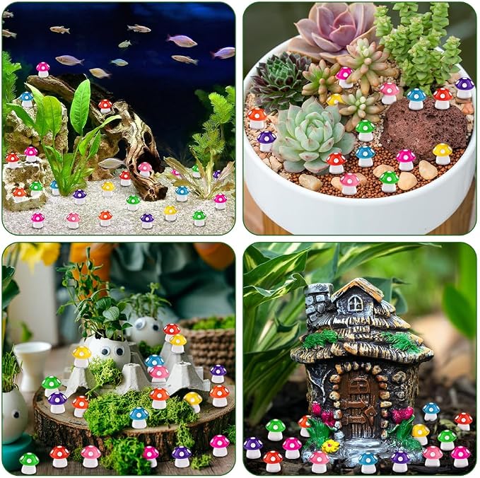 DIYDEC 100pcs Mini Resin Mushroom 8 Colors Small Mushrooms Figures Tiny Resin - Image 6