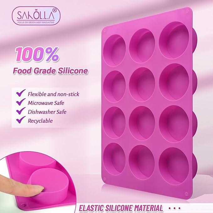 Sakolla 3 Pcs Round Chocolate Cookie Molds, 12-Cavity Cylinder Silicone Molds - Image 2