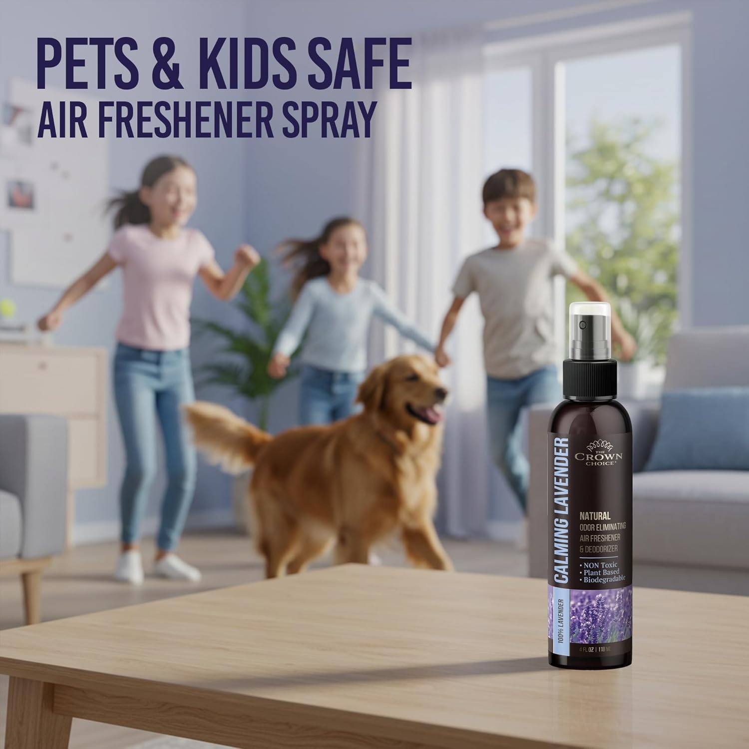 Non-Toxic Odor Eliminator,Natural Lavender Air Freshener Spray for Home,Linen Spray for Bedding, Closet & Couch Deodorizer,Long Lasting Bathroom & Toilet Freshener,Safe for Kids & Pets,2PK,4 Oz each