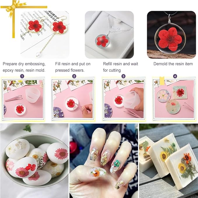 37Pcs Red Dried Pressed Flowers Natural Dried Flowers - Image 6