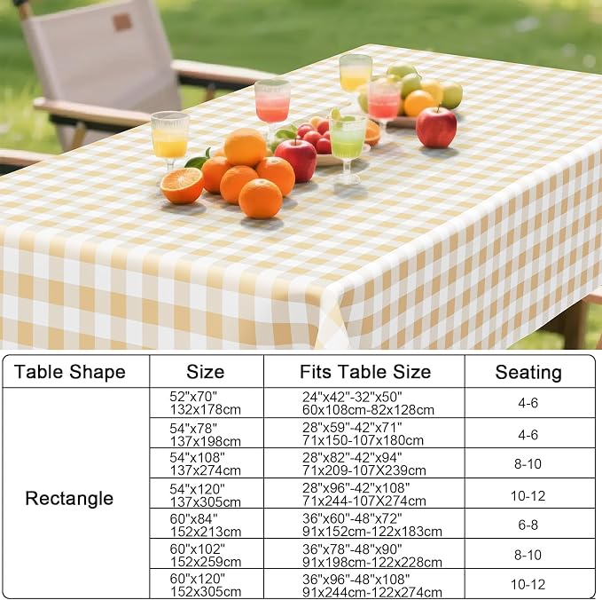 Smiry Rectangle Table Cloth, Waterproof Vinyl Tablecloth - Image 7