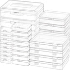 28 Pack Mixed Sizes Rectangular Mini Plastic Containers Clear Plastic Storage by Jutieuo
