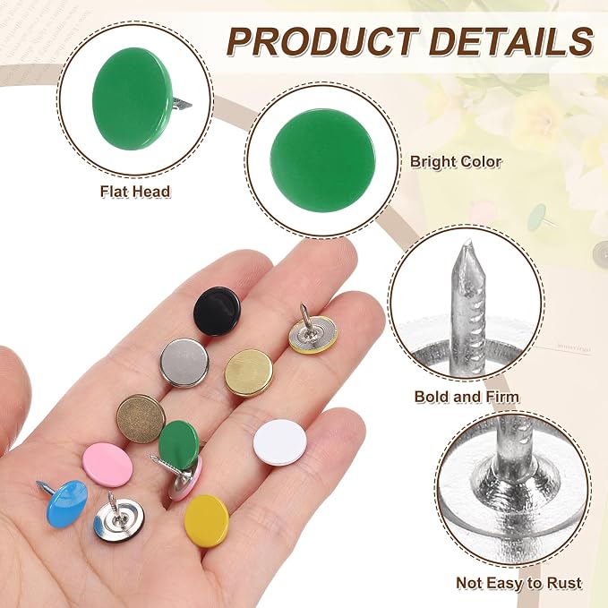 uxcell 150Pcs Upholstery Tacks, 11mmx10mm Flat Head Thumb Tack Decorative - Image 3