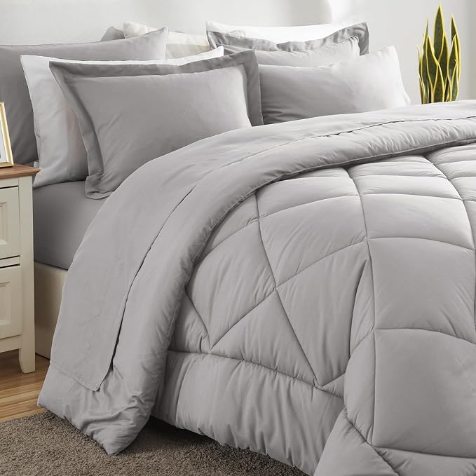 CozyLux Queen Comforter Set French Grey - Image 8