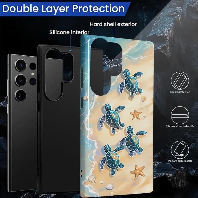 for Samsung Galaxy S24 Ultra Case, Sea Turtle Beach Pattern Glossy 2 in 1 - Image 4