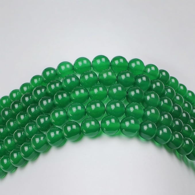 MJDCB 7A Natural Green Agate Beads Round Stone Loose Beads - Image 7